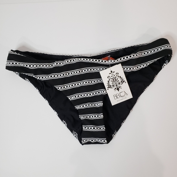 NWT BECCA Black‎ Hipster Ruched Bikini Bottoms - Picture 3 of 10